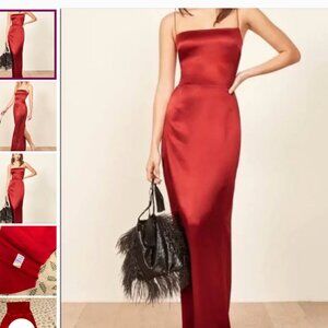 Reformation Frankie Slip Dress Crimson, 4